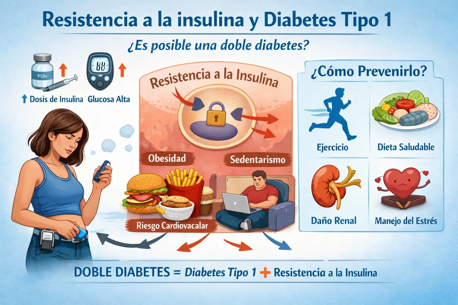 ¿Puedo desarrollar resistencia a la insulina teniendo diabetes tipo 1? Todo lo que necesitas saber sobre la doble diabetes, causas, síntomas y cómo prevenirla