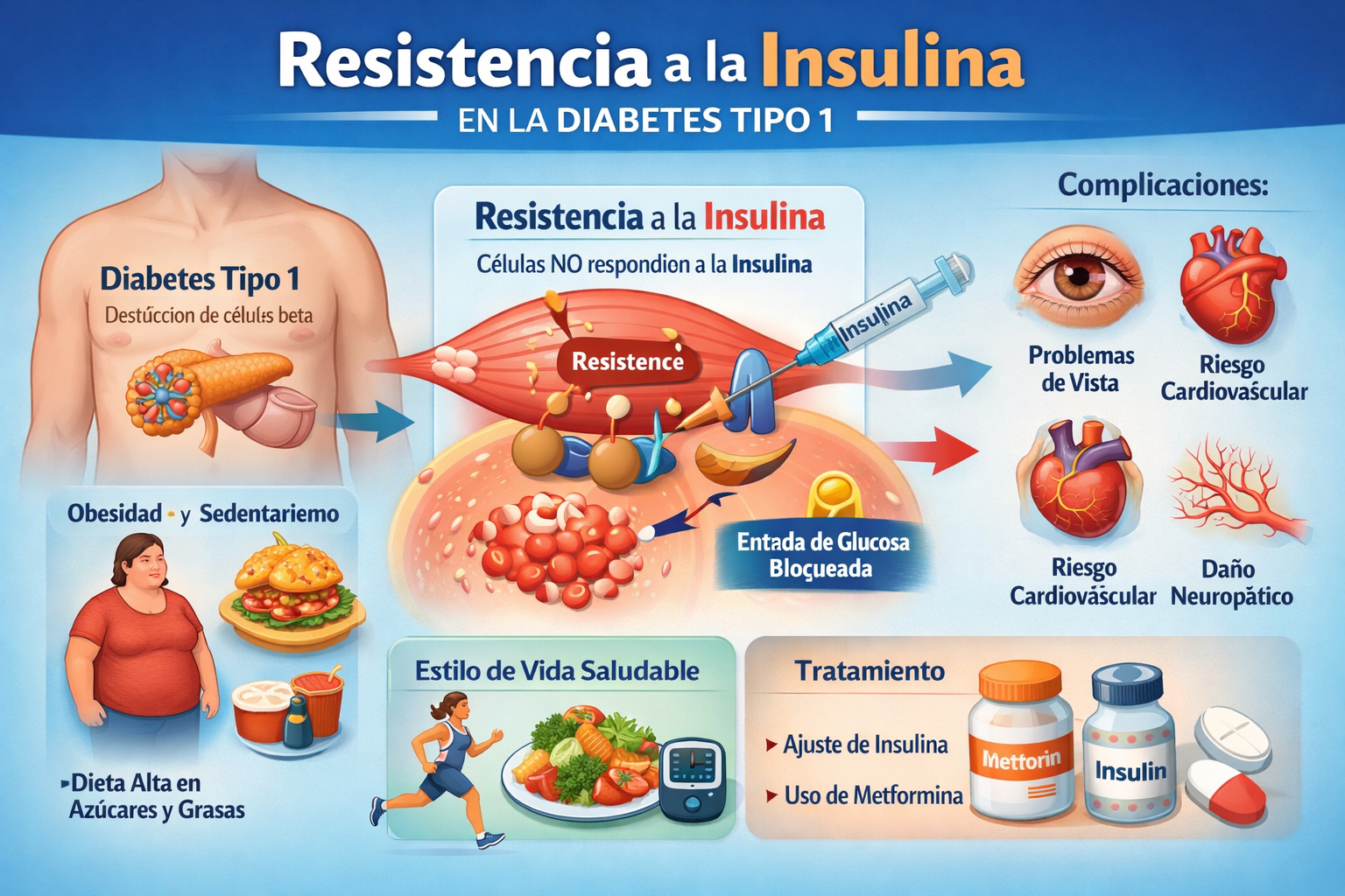 Resistencia a la Insulina en la Diabetes Tipo 1: Causas, Consecuencias, Tratamiento y Prevención de la Doble Diabetes